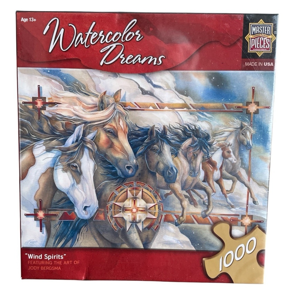 Wind Spirits Watercolor Dreams Puzzle Horses Jody Bergsma 1000 Pcs Brand New